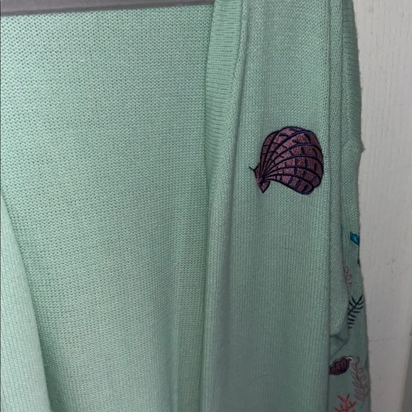 HP🎊Mint Green Women's Open Front Little Mermaid Cardigan Sweater - Picture 3 of 6